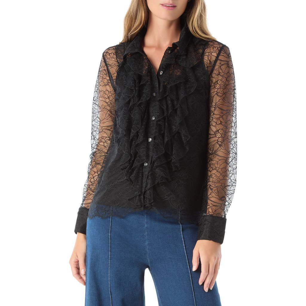 Do By Dee Ocleppo Erynn Lace Button-up Shirt In Black