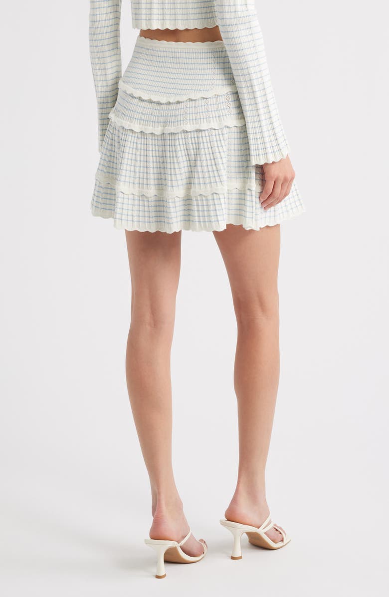 LoveShackFancy Colella Stripe Pointelle Tiered Miniskirt, Alternate, color, Sailor Stripes