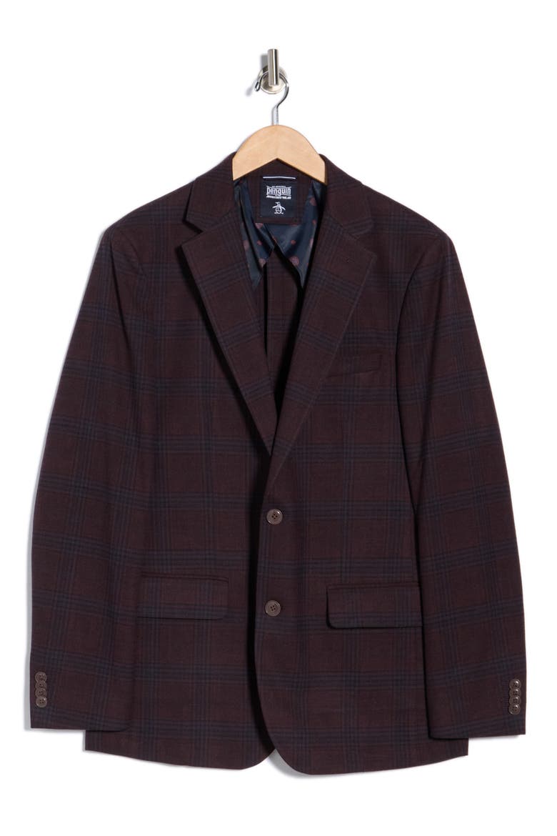 Plaid Notch Lapel Sport Coat, Alternate, color, DARK PURPLE