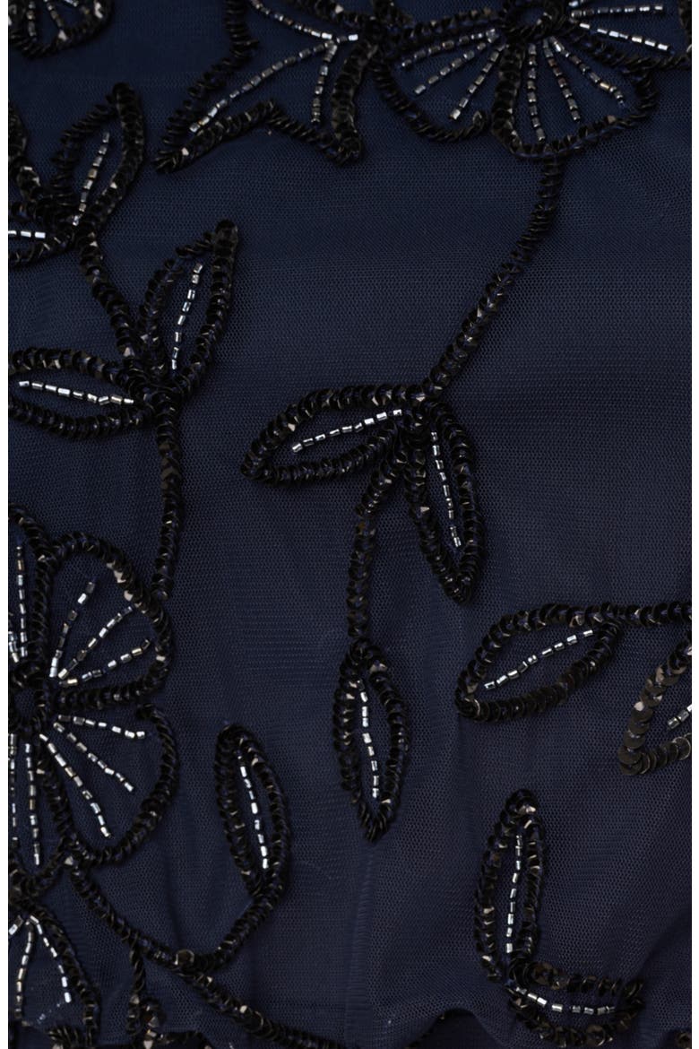 Beaded Mesh Gown, Alternate, color, NAVY BLACK