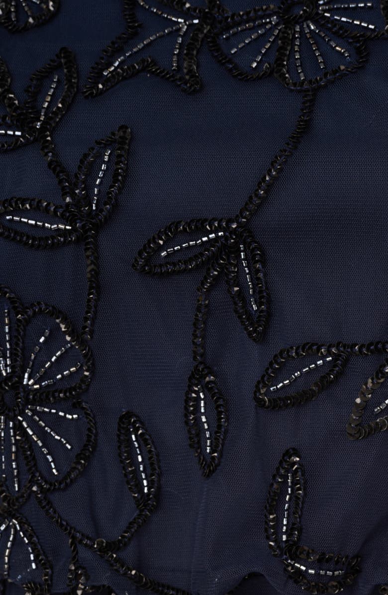 Adrianna Papell Beaded Mesh Gown, Alternate, color, Navy Black