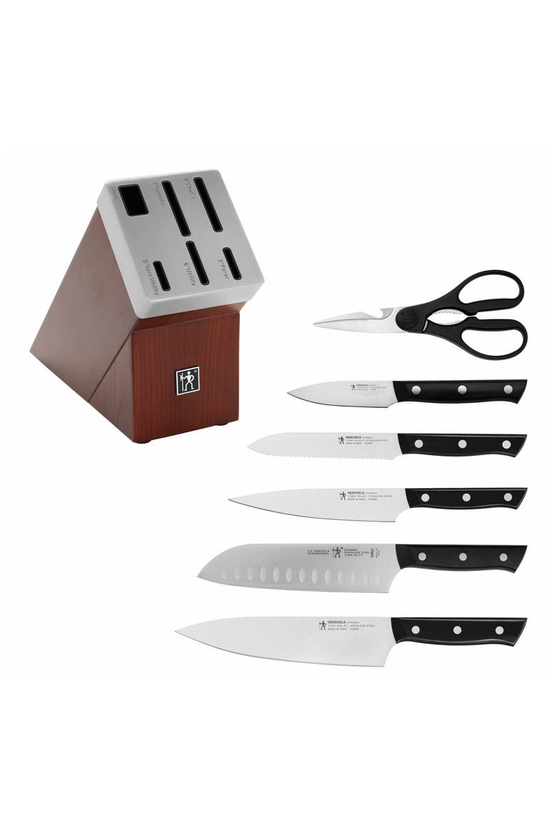 Dynamic 7-Piece Self-Sharpening Knife Block Set, Alternate, color, BROWN