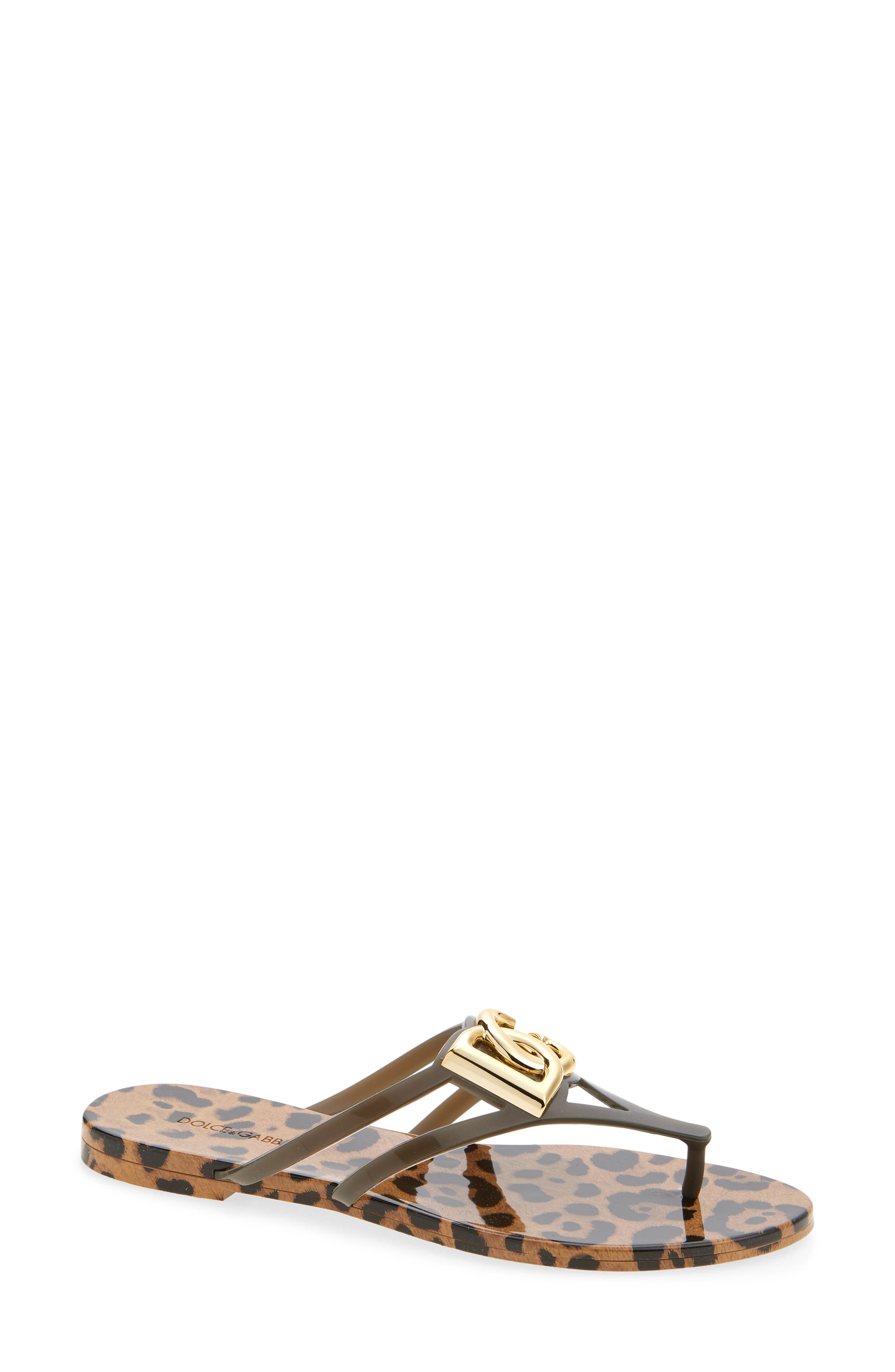 Dolce&Gabbana Logo Flip Flop, Main, color, Leo New