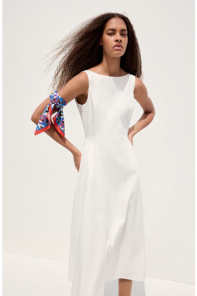 Nicole Drop Waist Midi Dress, Alternate, color, WHITE