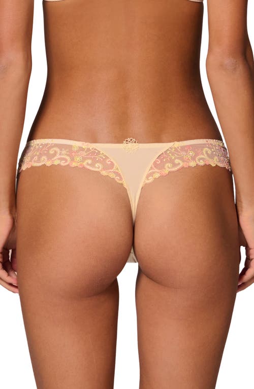 Simone Perele Delice Embroidered Thong In Pampa