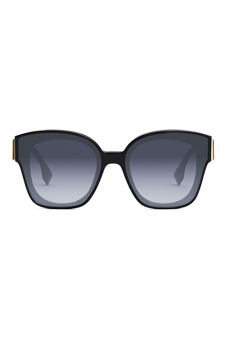 'Fendi First 63mm Square Sunglasses, Main, color, SHINY BLACK / GRADIENT BLUE