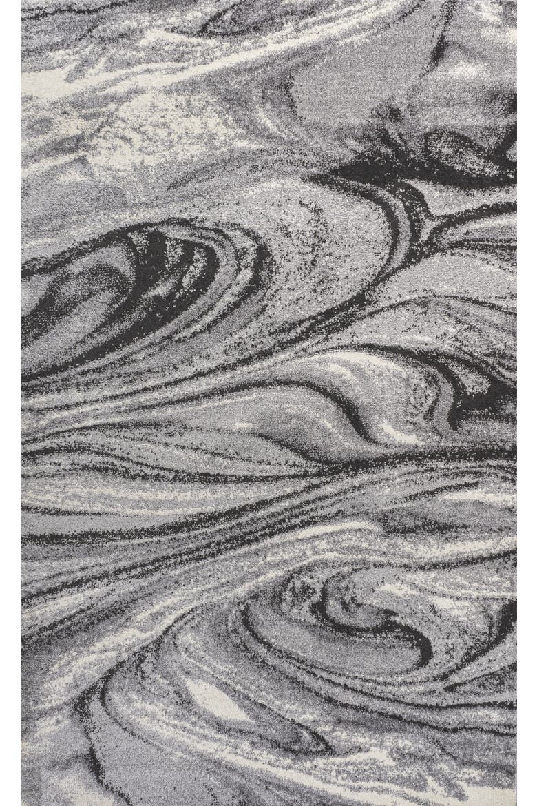 Viscon Abstract Marble Contemporary Area Rug, Main, color, Light Gray/Black