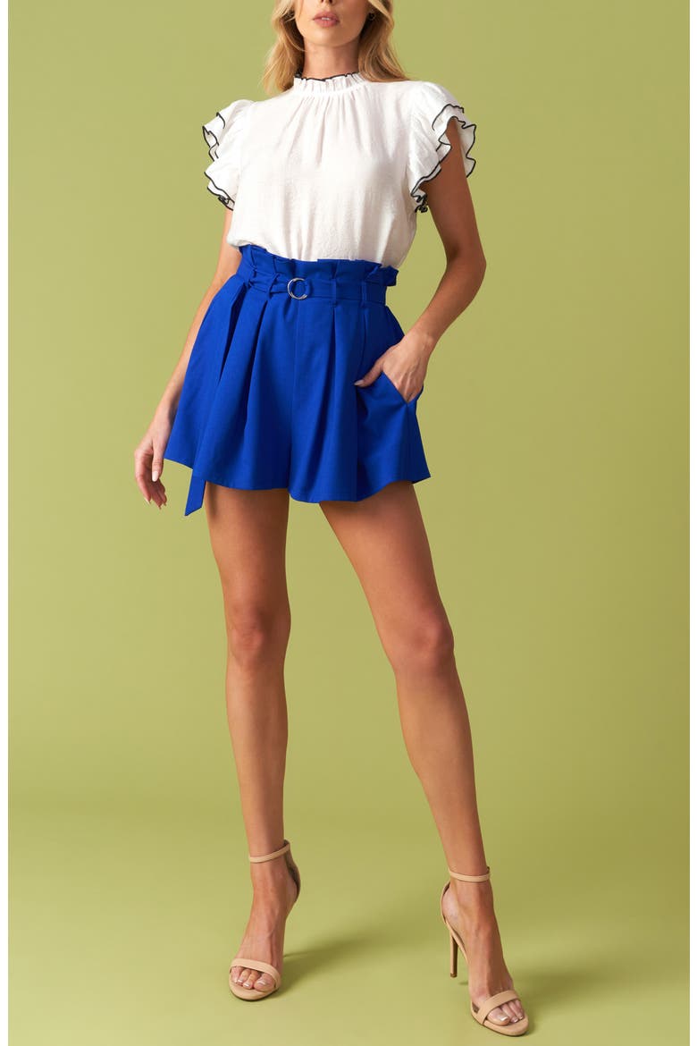 Pleated Paperbag Shorts, Alternate, color, ROYAL