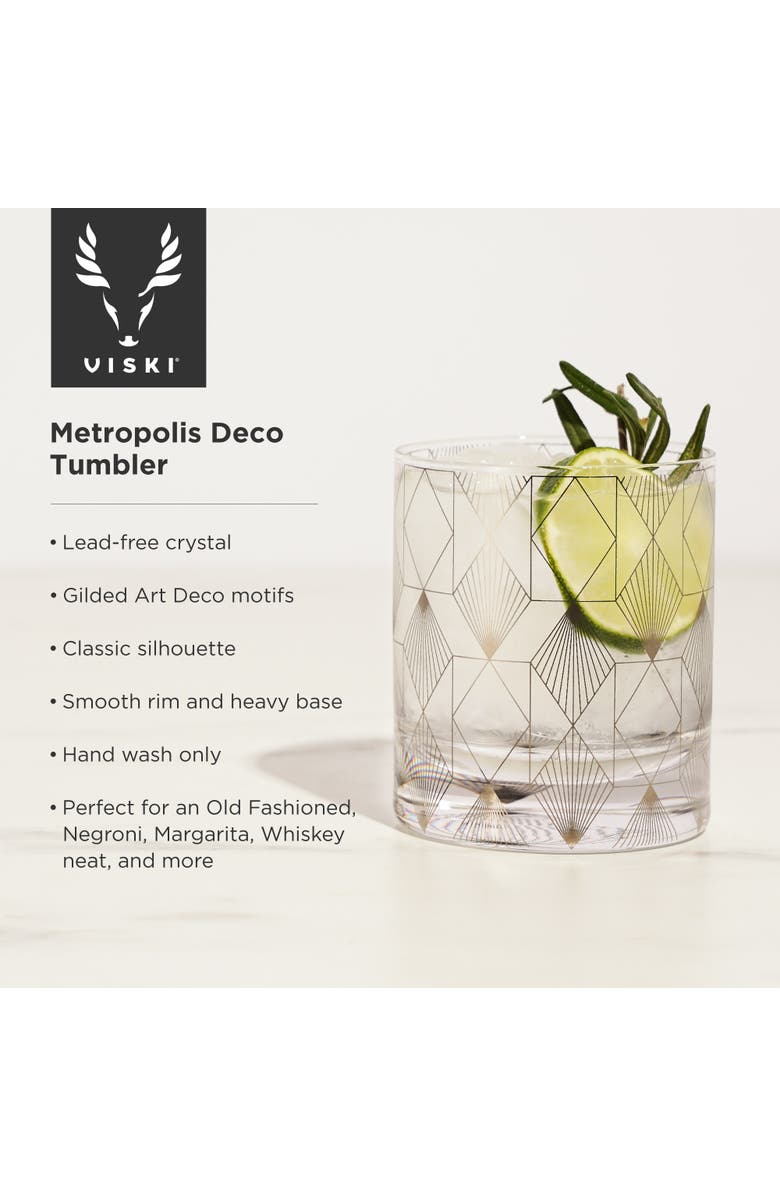 Viski Deco Crystal Tumbler, Alternate, color, Clear