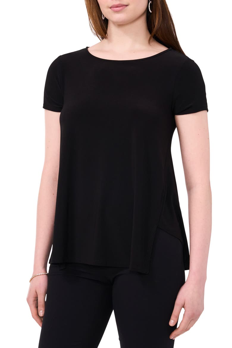 Split Hem Bateau Neck T-Shirt, Main, color, RICH BLACK