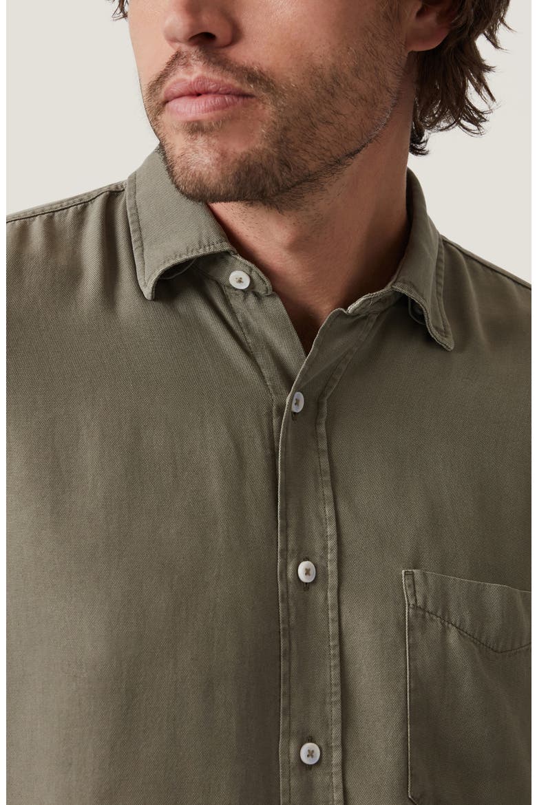 Solid Lyocell Button-Up Shirt, Alternate, color, PASTEL OLIVE