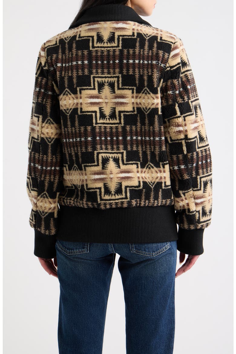 Foxglove Fleece Bomber Jacket, Alternate, color, BLACK/ TAN HARDING