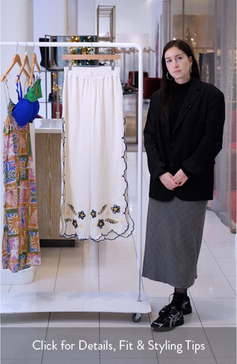 Embroidered Wide Leg Cover-Up Pants, sales video thumbnail