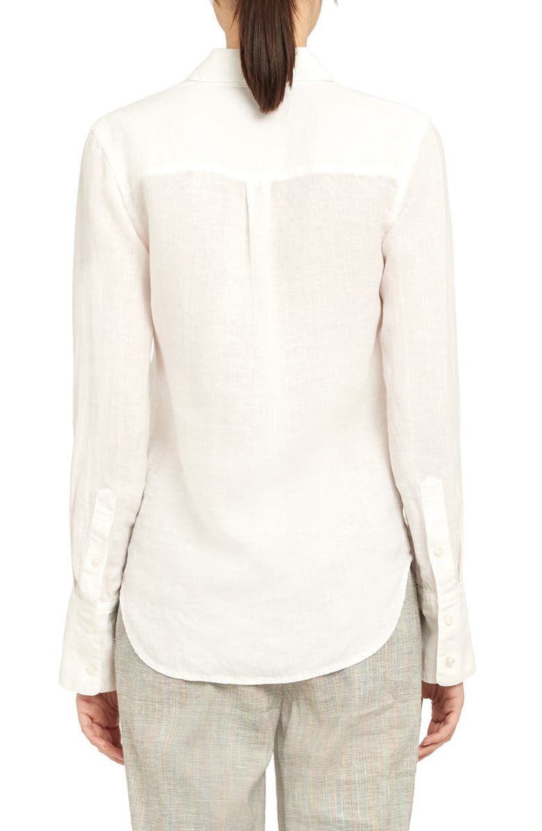 Theory Linen Button-Up Shirt, Alternate, color, White