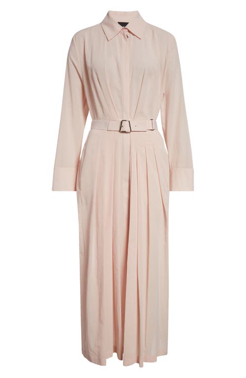 Akris Long Sleeve Cotton Voile Belted Shirtdress In Pale Pink