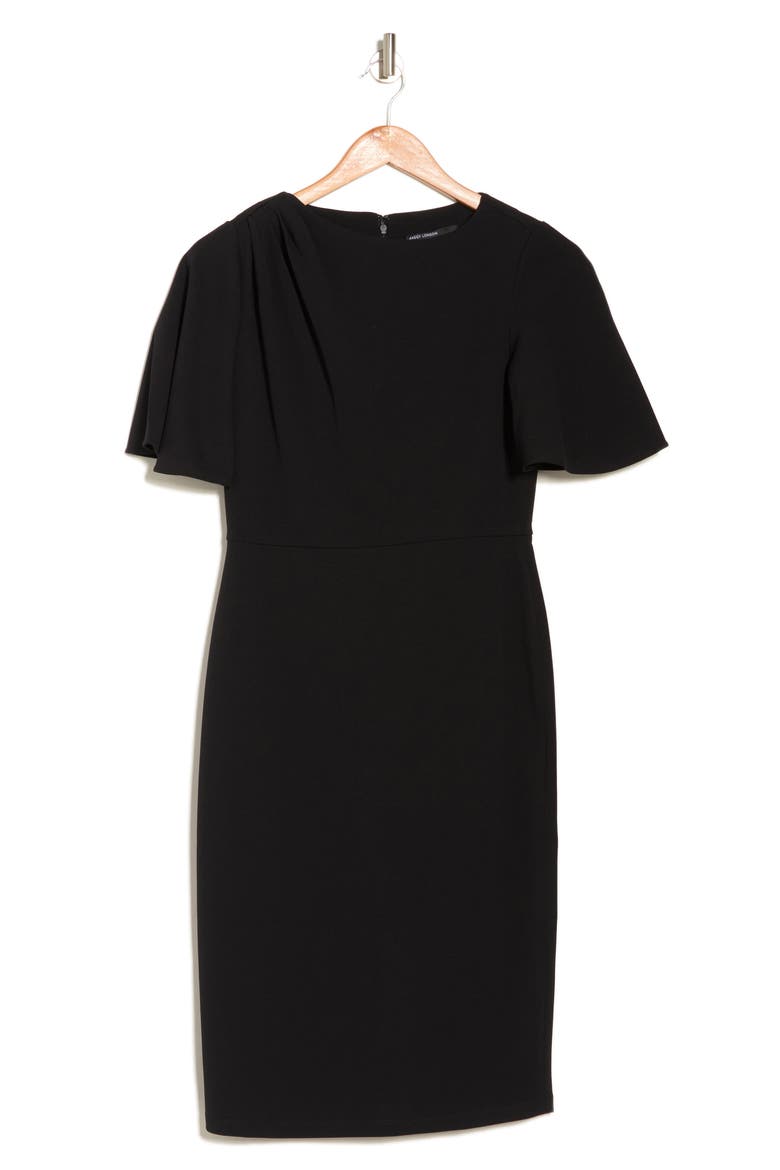 Flutter Sleeve Sheath Dress, Alternate, color, BLACK