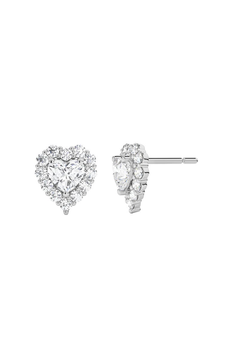 Bliss Diamond 1.30Ct Heart Shape Diamond Halo Studs or Gold Lab Grown, Alternate, color, 10K White Gold