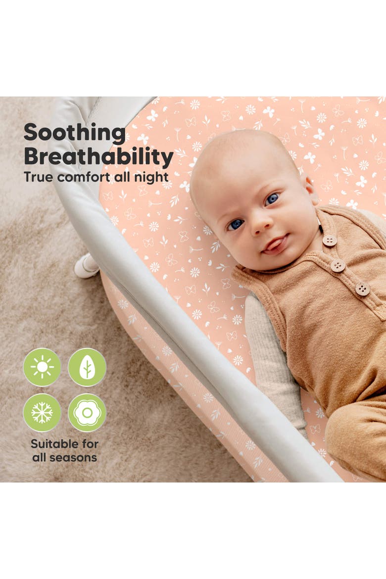 2-Pack Soothe [Protect+] Waterproof Bassinet Sheets, Alternate, color, Butterflies