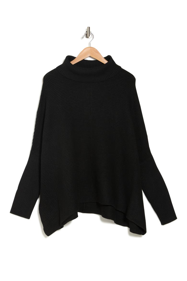 Oversized Ribbed Mock Neck Sweater, Alternate, color, BLACK