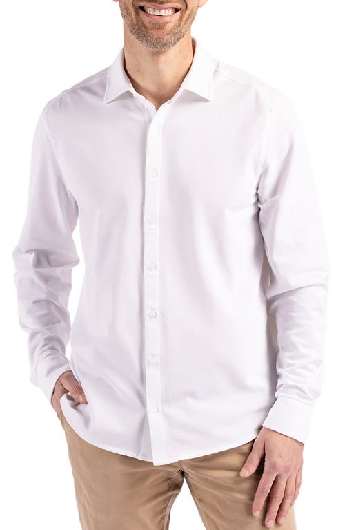 Cutter & Buck Advantage Performance Piqué Button-Up Shirt in White 