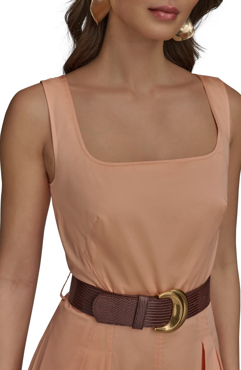 Donna Karan New York Sleeveless Cotton A-Line Dress, Alternate, color, Peach Fuzz