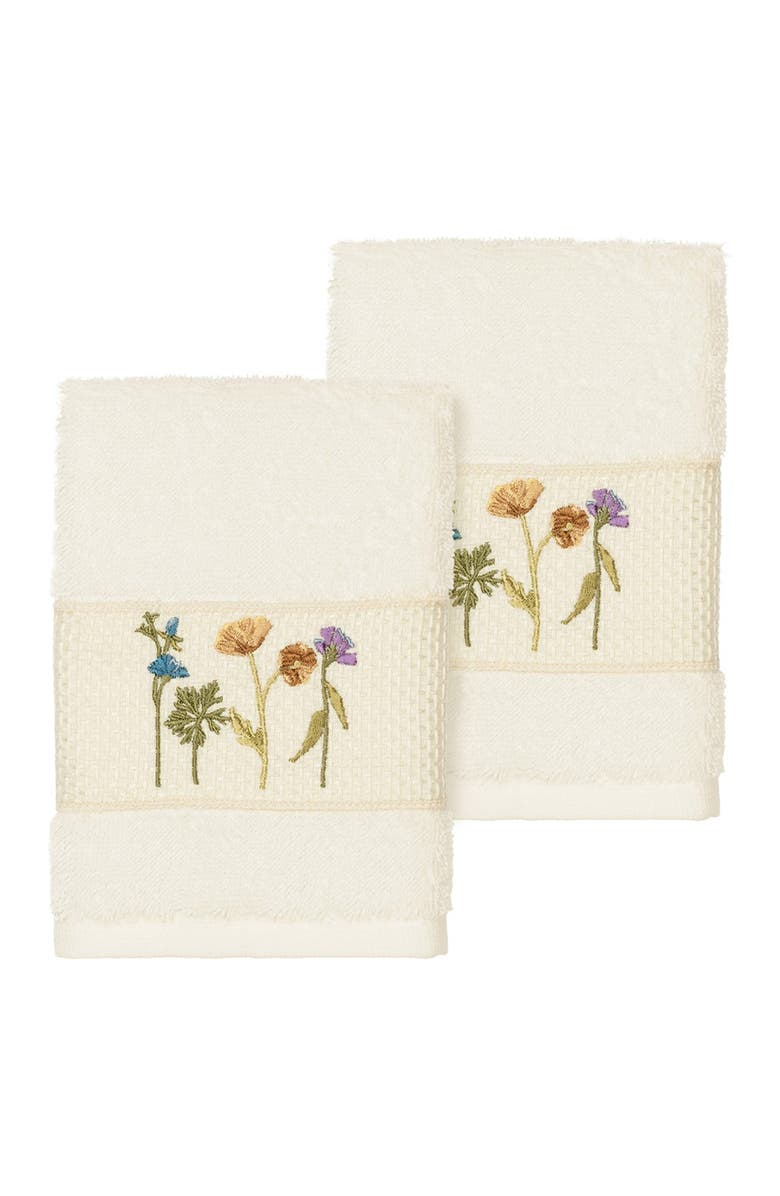Linum Home Textiles Serenity Embellished Washcloth - Set of 2 - Cream, Main, color, Cream