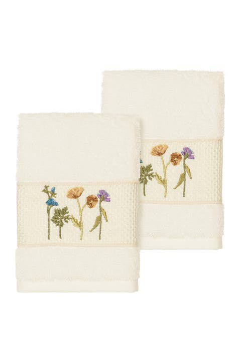 Serenity Embellished Washcloth - Set of 2 - Cream