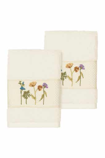 Linum Home Textiles Serenity Embellished Washcloth - Set of 2 - Cream