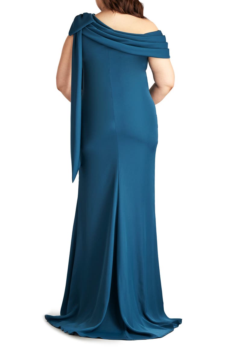 One-Shoulder Bow Detail Crepe Gown, Alternate, color, ECLIPSE