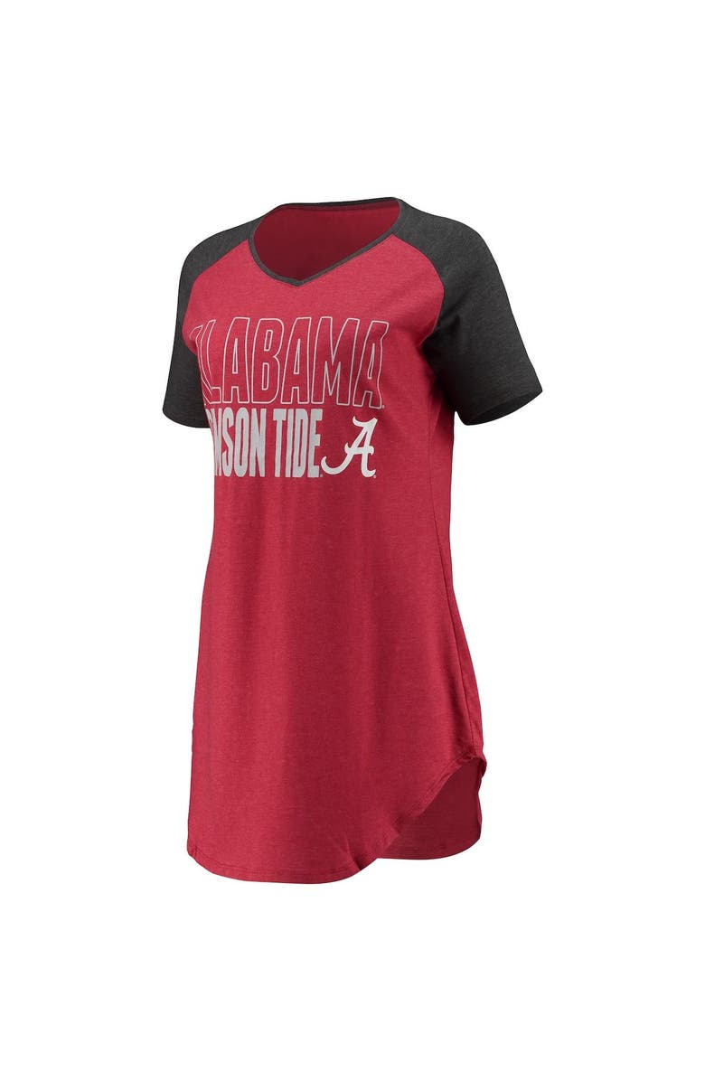 CONCEPTS SPORT Women's Concepts Sport Crimson/Charcoal Alabama Crimson Tide Raglan V-Neck Nightshirt, Alternate, color, 