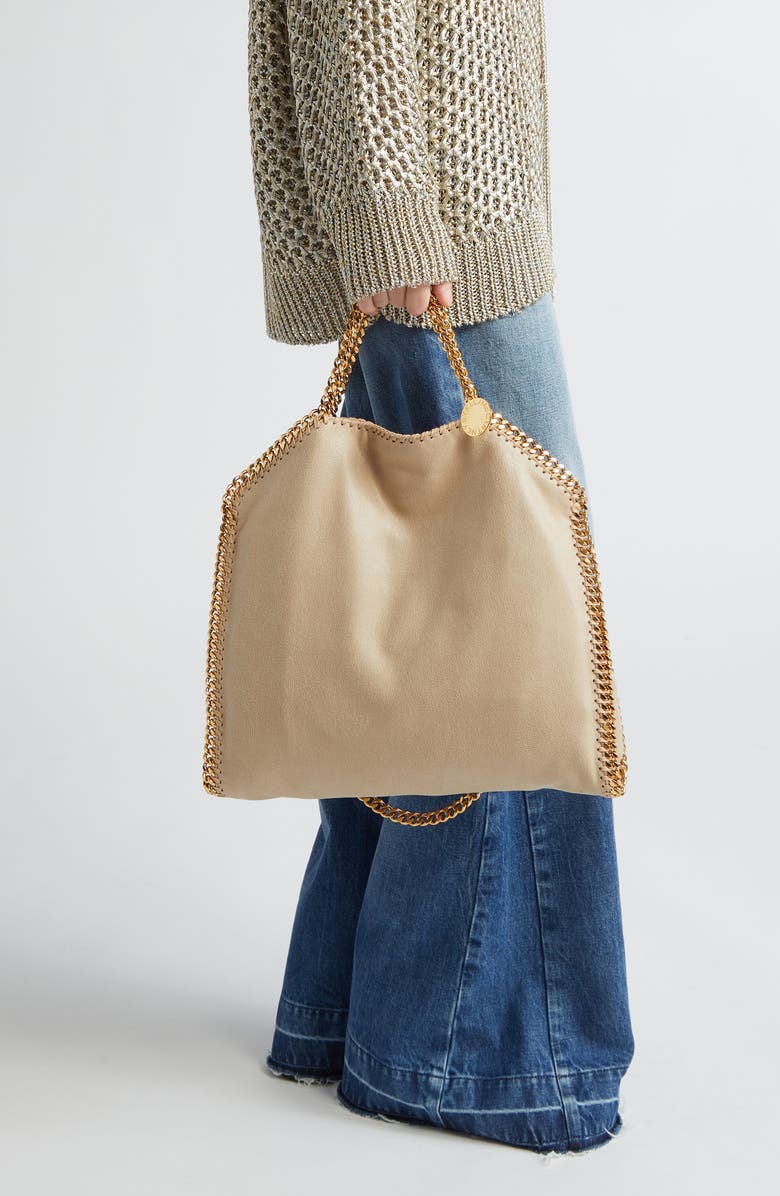 Stella McCartney Falabella Faux Leather Foldover Tote, Alternate, color, 9300 Butter Cream