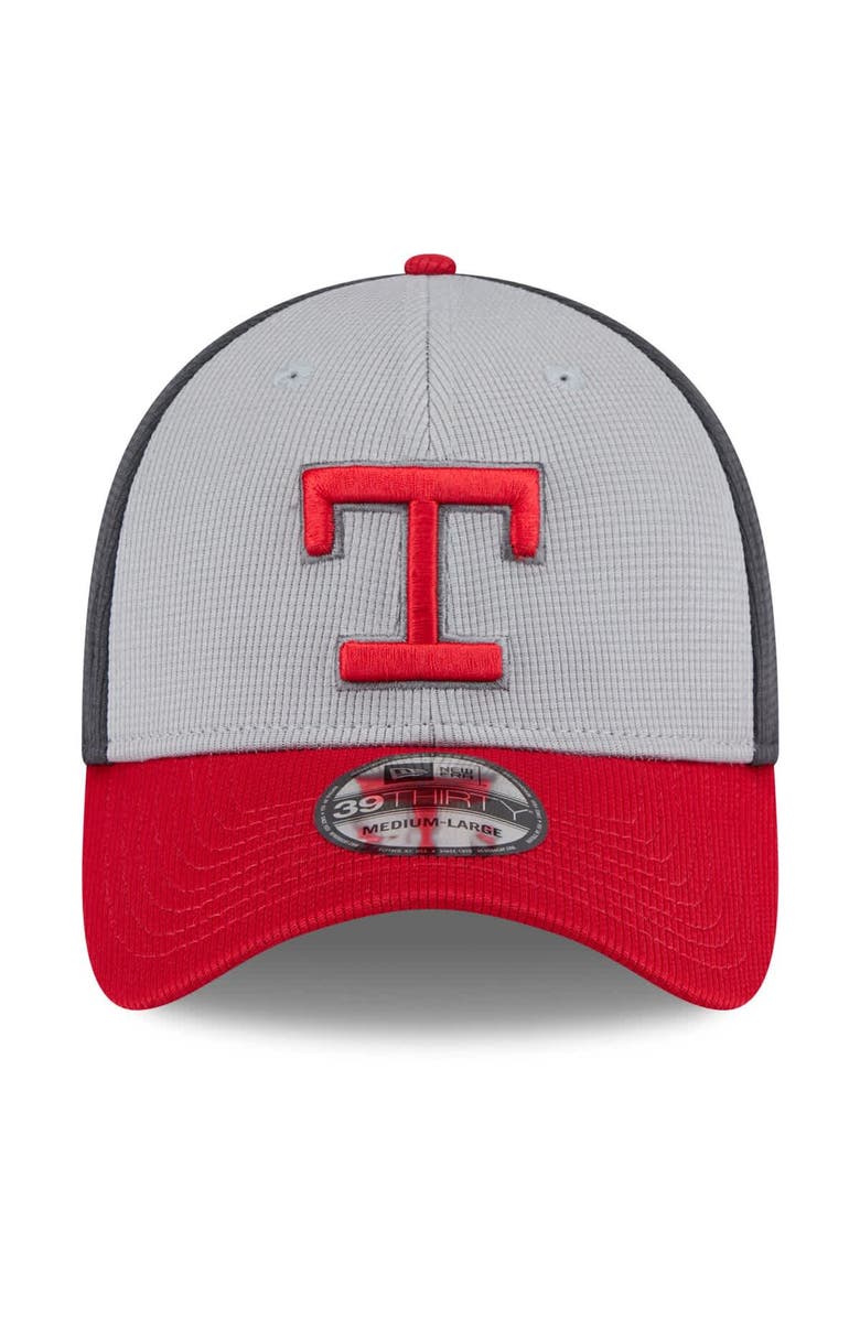 New Era Men's New Era Gray/Red Texas Rangers 2025 Batting Practice 39THIRTY Flex Hat, Alternate, color,