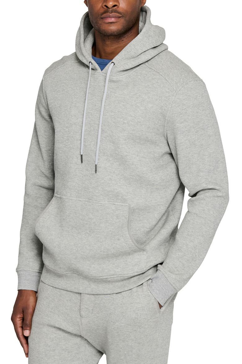 Slim Fit Brushed Cotton Blend Pullover Hoodie, Main, color, GREY
