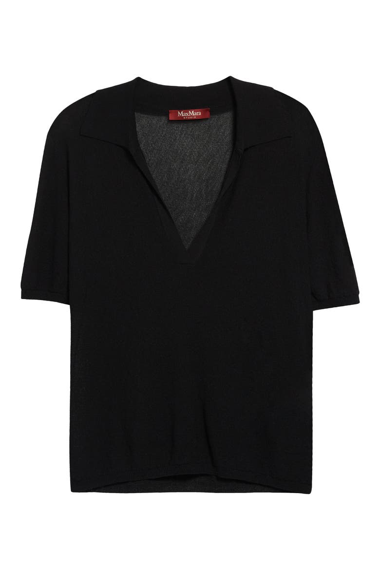 Casarsa Short Sleeve Polo Sweater, Alternate, color, BLACK