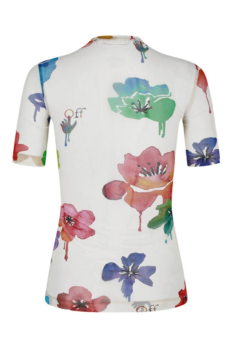 Floral Tulle Second Skin T-Shirt, Alternate, color, WHITE FLORAL MULTI