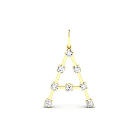 Orbit Letter "A" Lab Diamond Charm in 14K