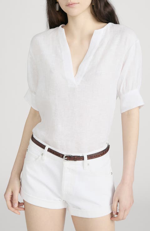 The V-Neck Linen Popover Top