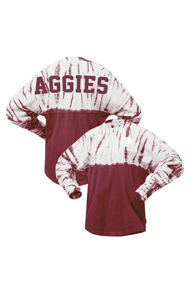 SPIRIT JERSEY Women's Maroon Texas A&M Aggies Tie-Dye Long Sleeve Jersey T-Shirt, Main, color, Maroon