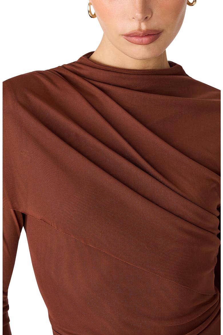 Catrina Ruched Mockneck Minidress, Alternate, color, CINNAMON