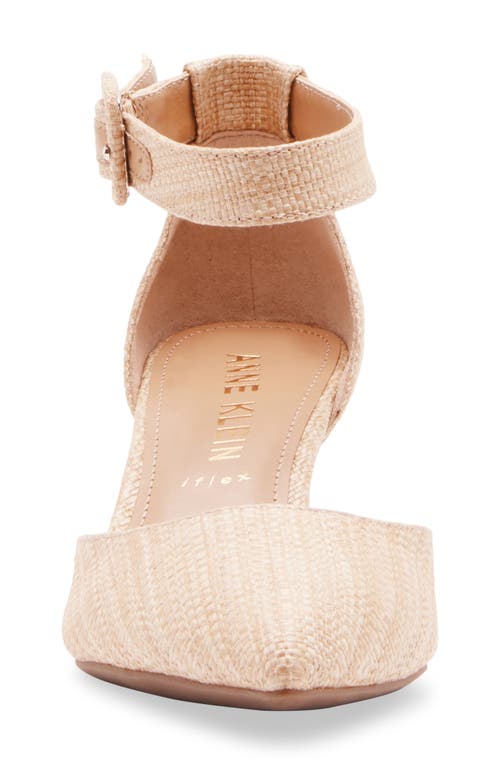 Anne Klein Fabulist Ankle Strap Pointed Toe Pump In Raffia