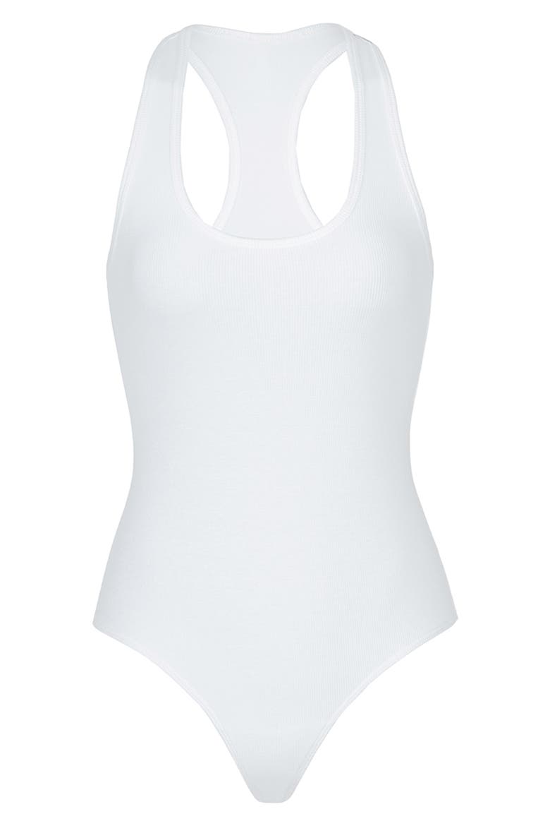Better Than Basic Rib Racerback Tank Bodysuit, Alternate, color, WHT-WHITE