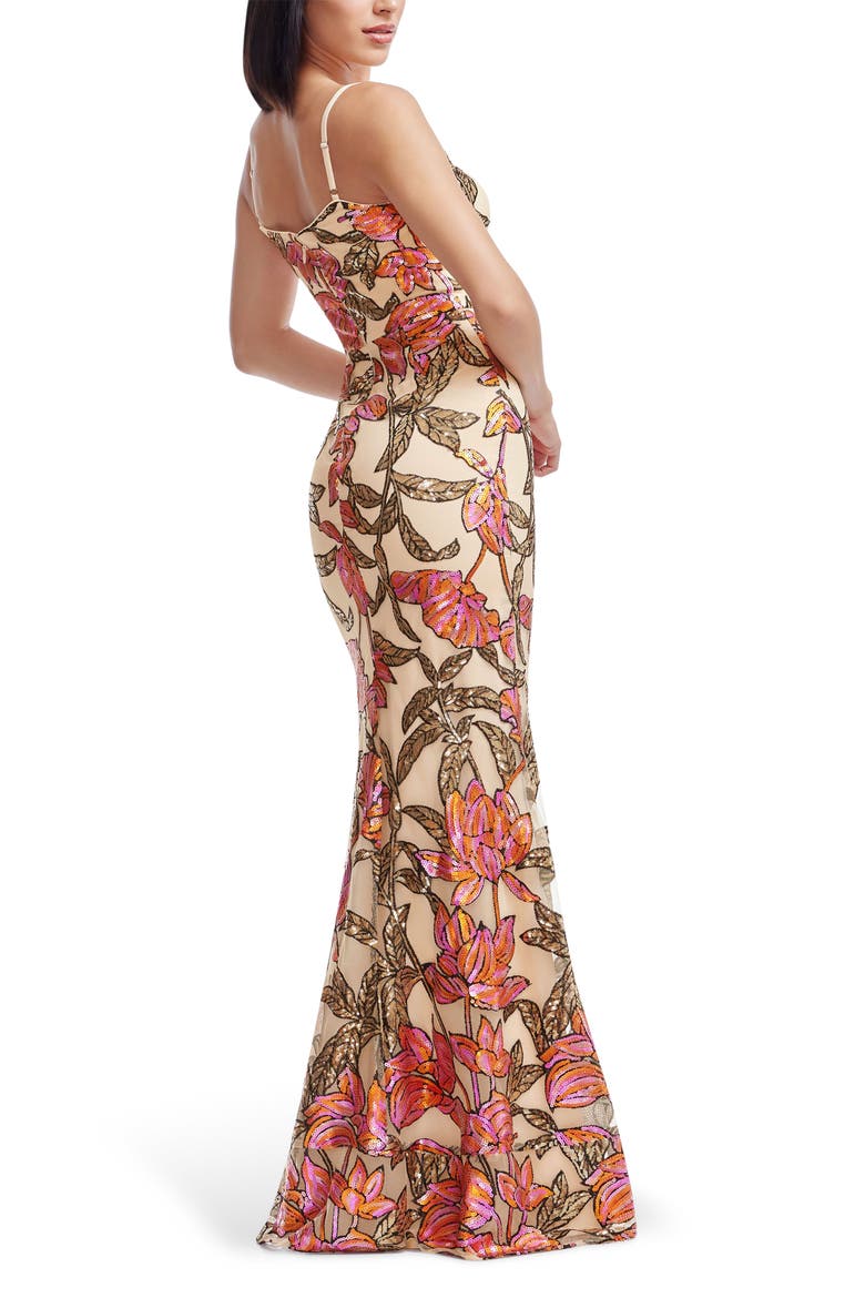 Giovanna Sequin Floral Mermaid Gown, Alternate, color, BEIGE MULTI
