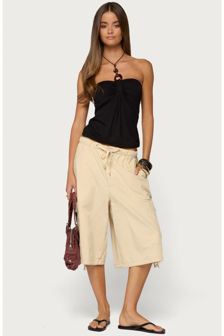 Itzel Ring Draped Halter Top, Alternate, color, BLACK