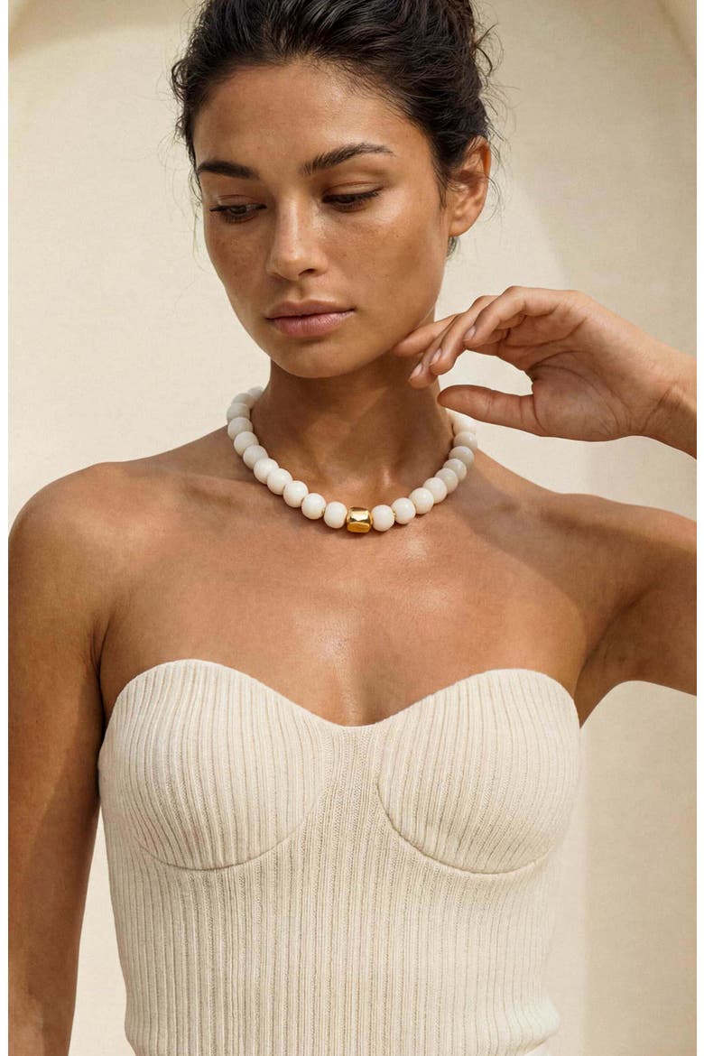 Power Bead Statement Necklace, Alternate, color, BONE