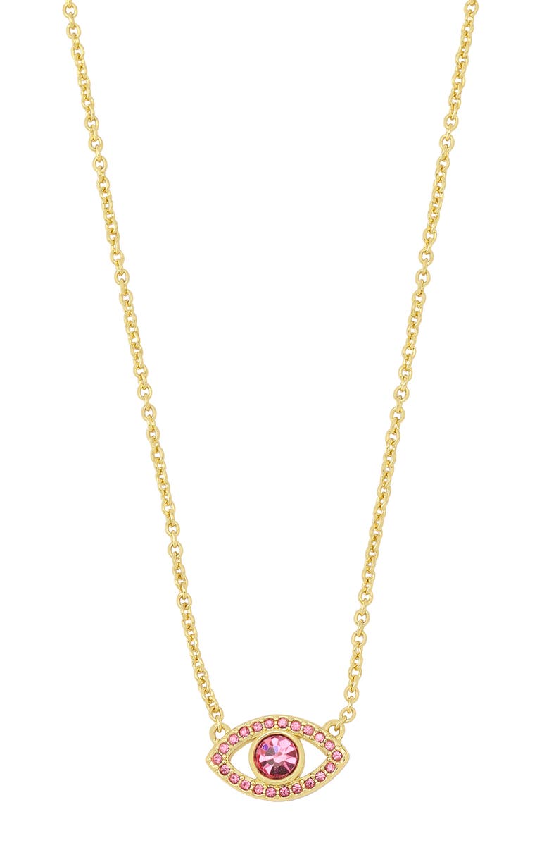 Kurt Geiger London Pavé Evil Eye Pendant, Main, color, Pink