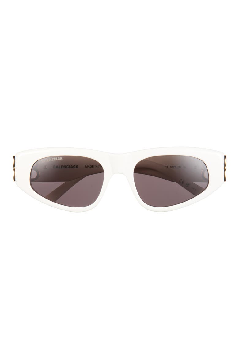 Novelty 53mm Cat Eye Sunglasses, Main, color, WHITE GOLD GREY