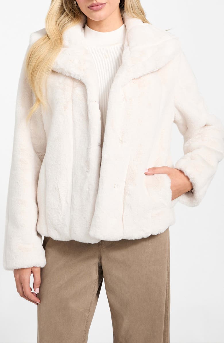 GUESS New Sophy Faux Fur Jacket, Main, color, Ivory