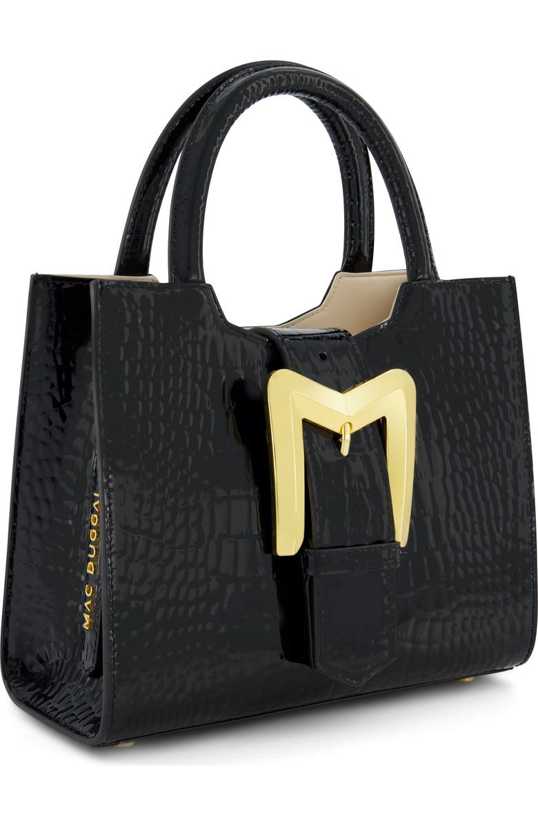Mac Duggal Crocodile Embossed Leather Gold Buckle Tote Bag, Alternate, color,