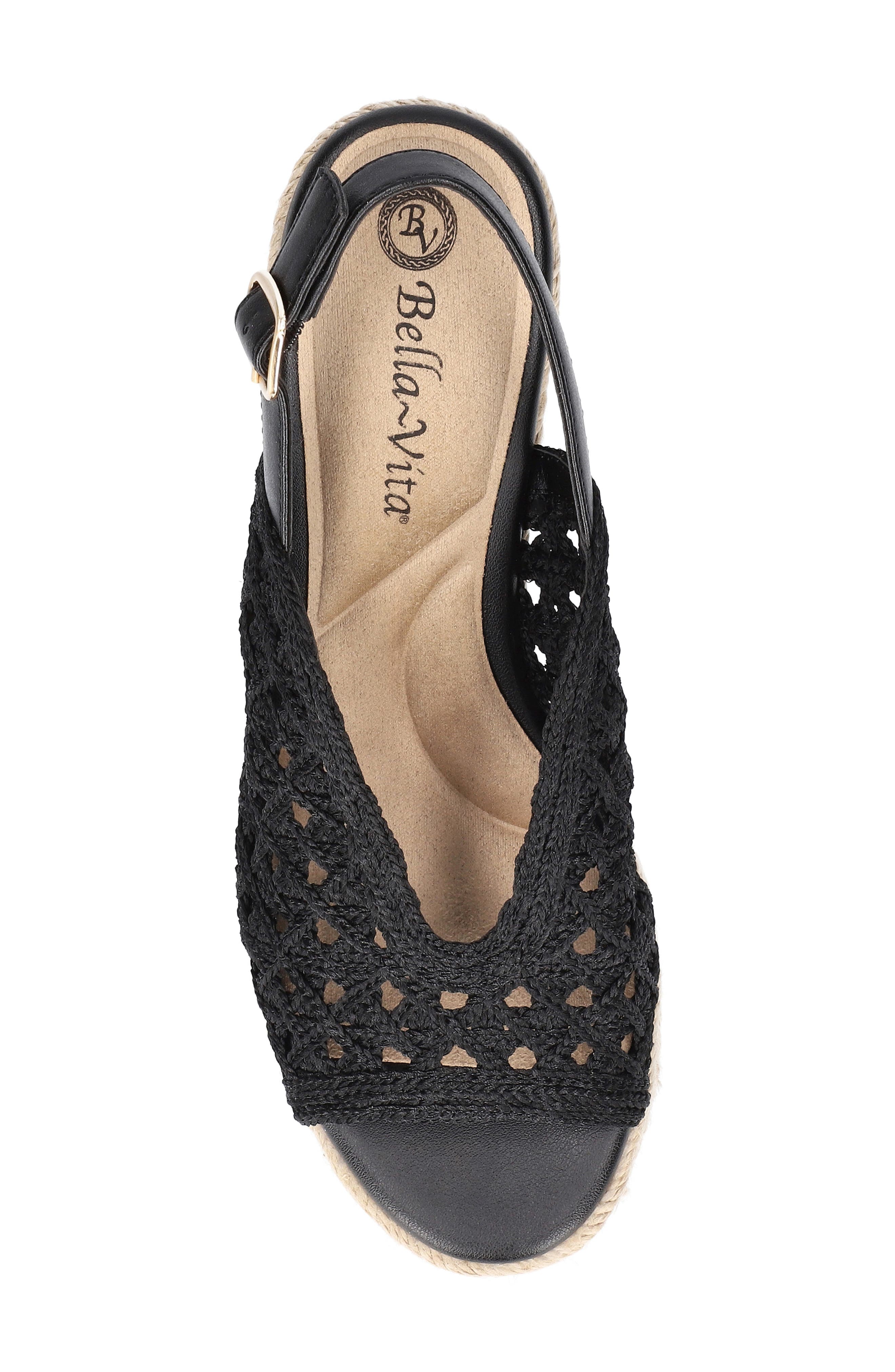 Bella Vita Bethany Slingback Wedge Sandal, Alternate, color, Black Raffia