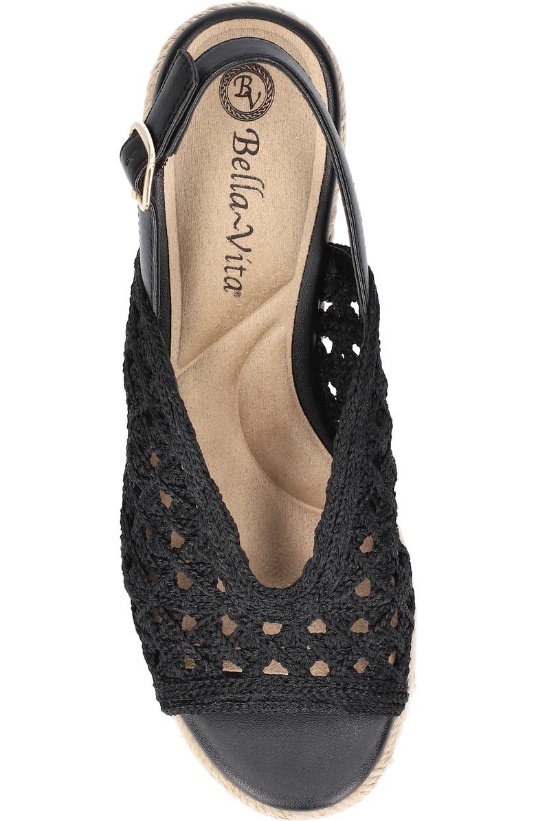 Bella Vita Bethany Slingback Wedge Sandal, Alternate, color, Black Raffia